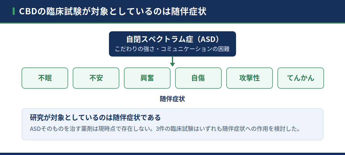 CBDの臨床試験が対象としているのは随伴症状