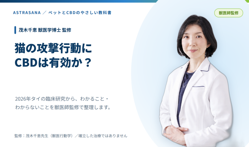猫の攻撃行動にCBDは有効か 記事アイキャッチ（茂木千恵先生監修）